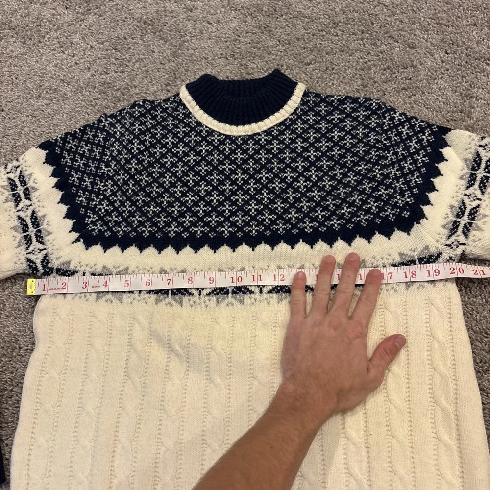 Vintage Jantzen Sweater M Pull Over Cable Knit Chunky Fair Isle Ski Winter Wool